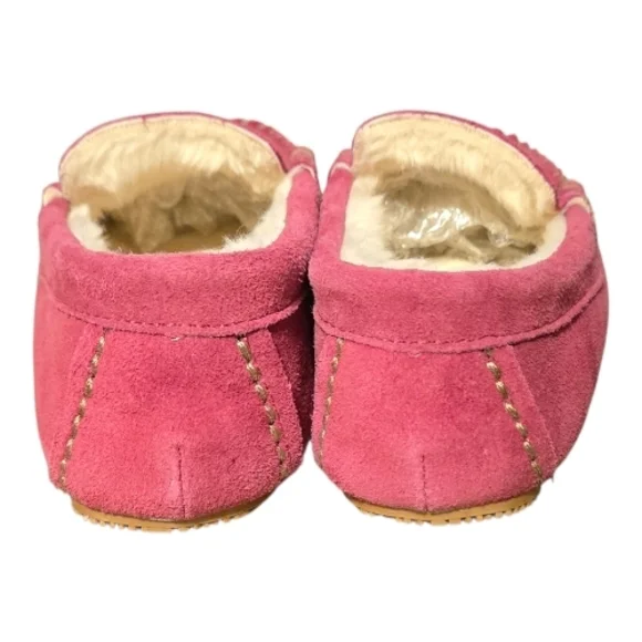 Lands' End Fuchsia Suede Kids Mocassin Slippers Youth 13.5 - Picture 4 of 7